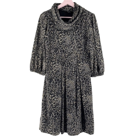 𝅺SALE! NEW DIRECTIONS Cowl Neck Animal Print Knit Dress Size Medium 8/10 - Picture 1 of 6
